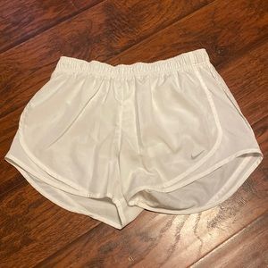 WHITE NIKE DRI-FIT ATHLETIC SHORTS